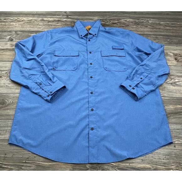 Foundry Supply Mens Blue Shirt Size XLT Button Down Vented Outdoor Fishing - Picture 1 of 11